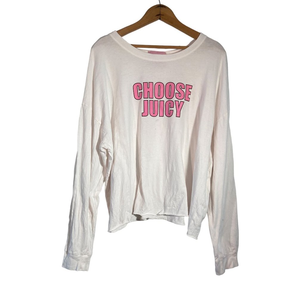Juicy Couture Black Forever 21 "Choose Juicy" Long-Sleeve T-shirt Crop Top 1XL